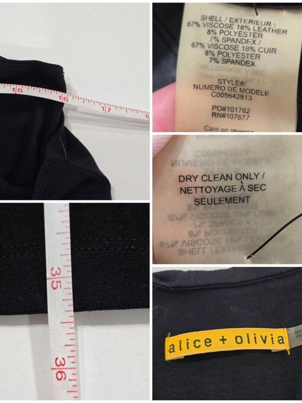 Alice + Olivia Black Viscose Leather Trim Nicky Layered Blouson Tank Dress NWT - Picture 13 of 16